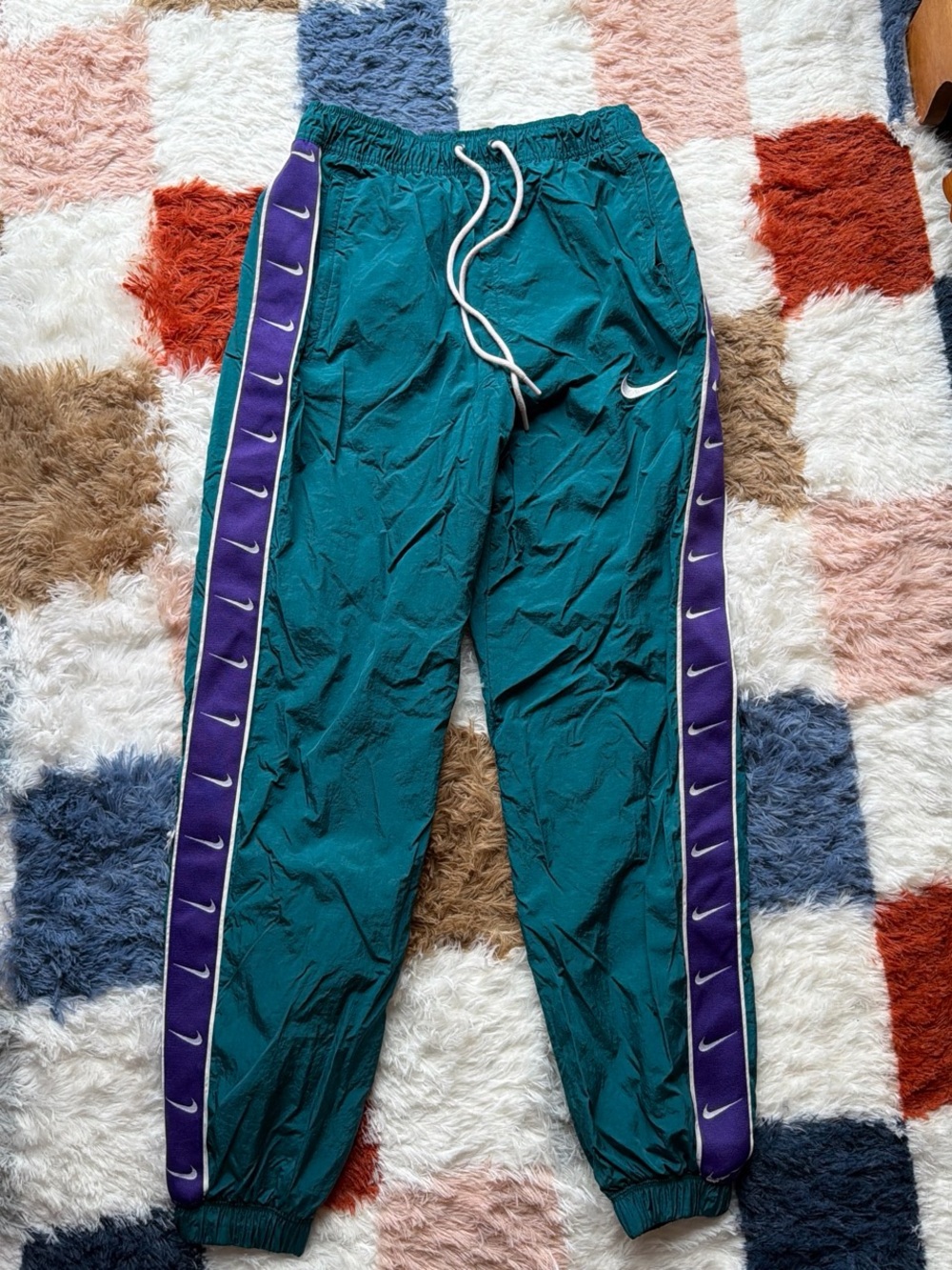 Nike Teal Track Joggers with Purple Side Tape